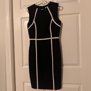 Calvin Klein Black Dress with White Trim - Size 4